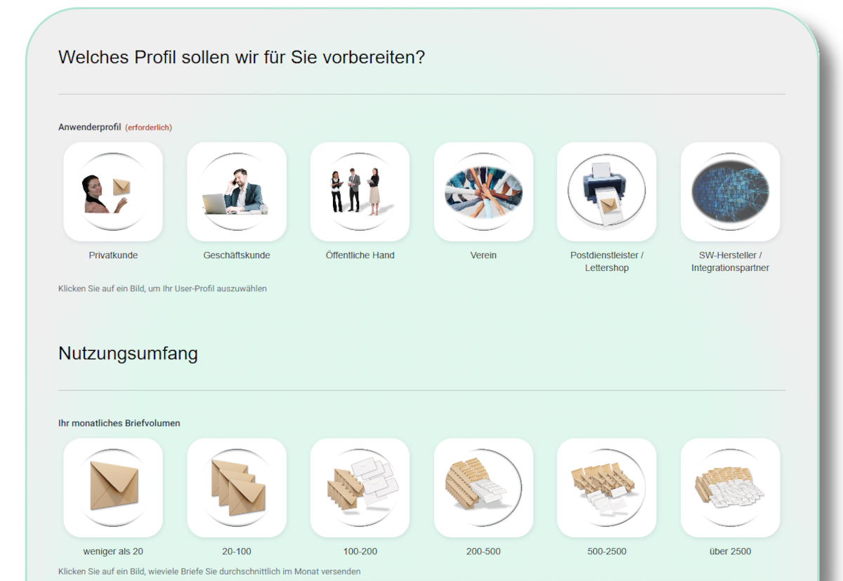 Anmeldung Briefe online