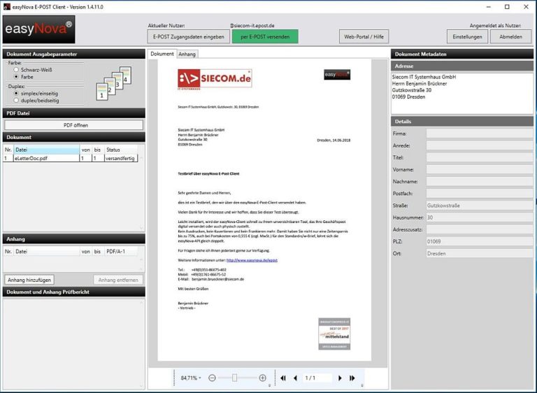 ePost 2020: Briefe online versenden | ab 0,65€ netto | direkt aus MS-Word
